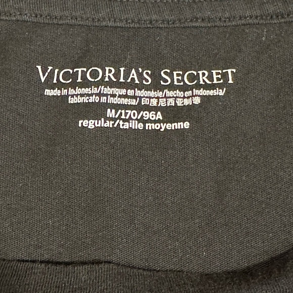 Victoria’s Secret Black Floral Logo Tee & Plaid Jogger Pants Set M Lounge‎ - Picture 7 of 9